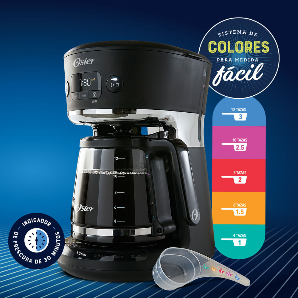 Ripley - CAFETERA OSTER® CON SISTEMA DE COLORES PARA MEDIDA FÁCIL BVSTRF100