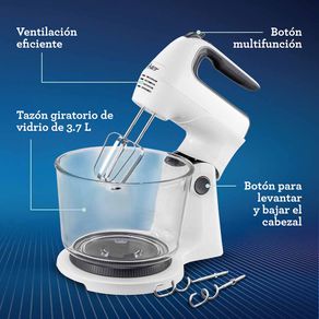 Batidora de mano y pedestal Oster® blanca con acción giratoria única