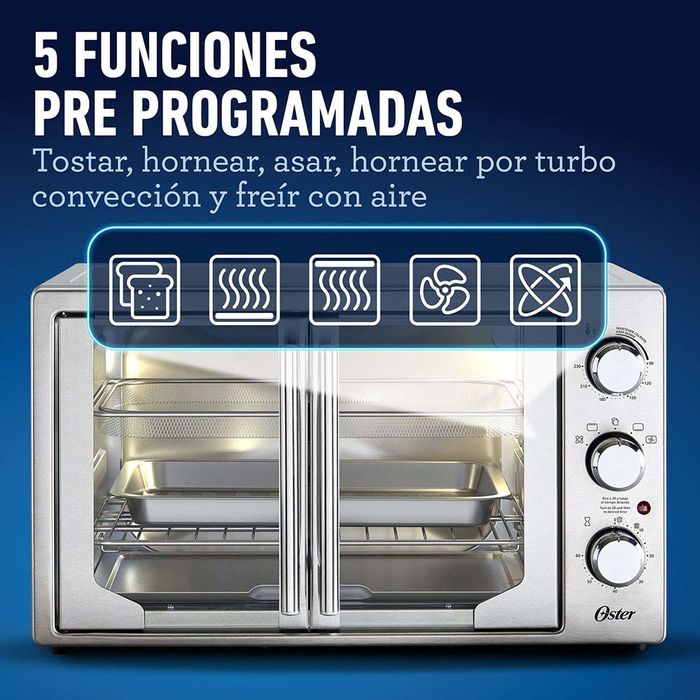 Horno extra grande de puertas estilo francés con freidora de aire Oster®  TSSTTVFDMAF - osterpe