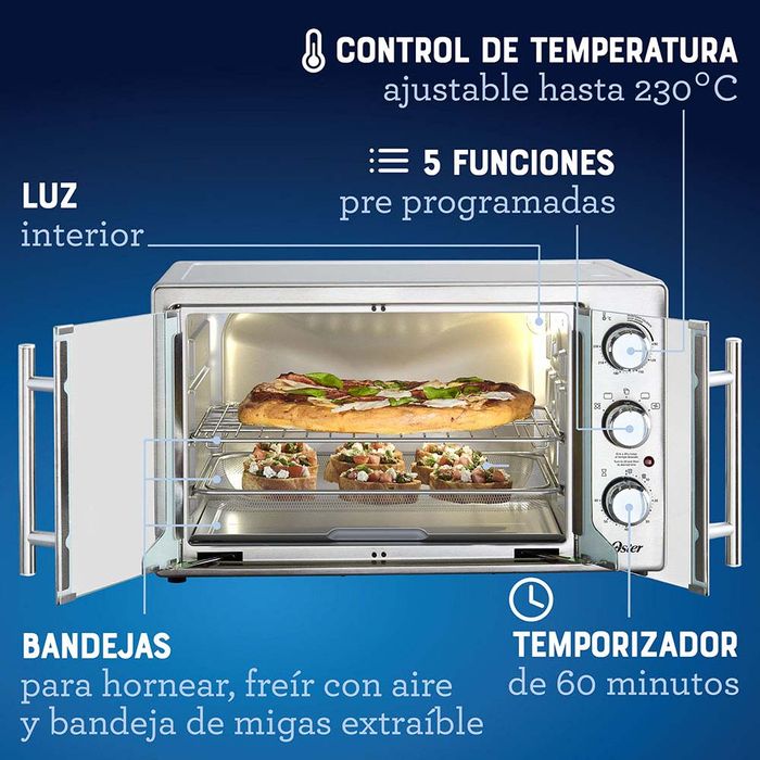 Horno extra grande de puertas estilo francés con freidora de aire Oster®  TSSTTVFDMAF - osterpe