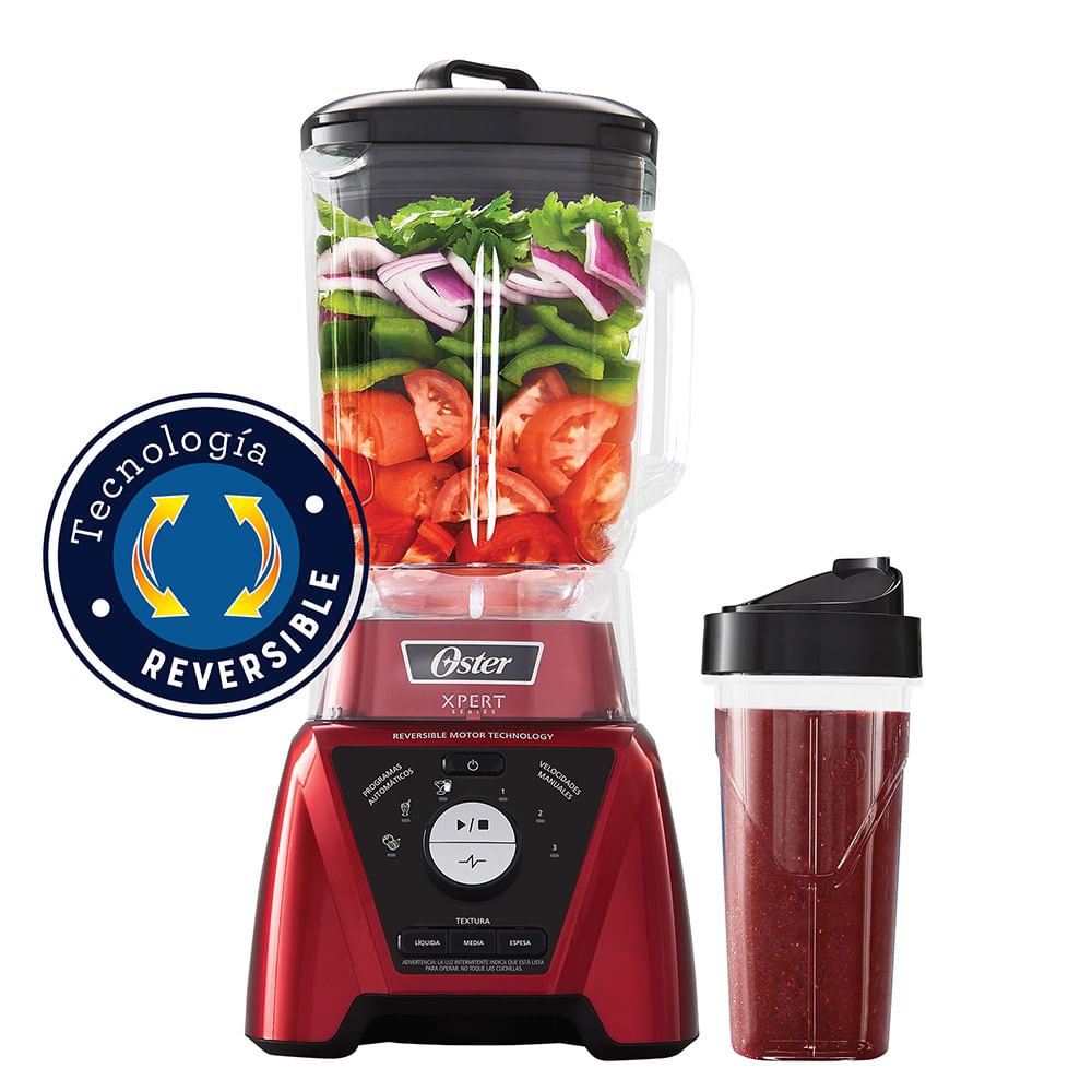Licuadora Xpert Series™ roja con control de textura y un Blend-N-Go BLST3BRPG