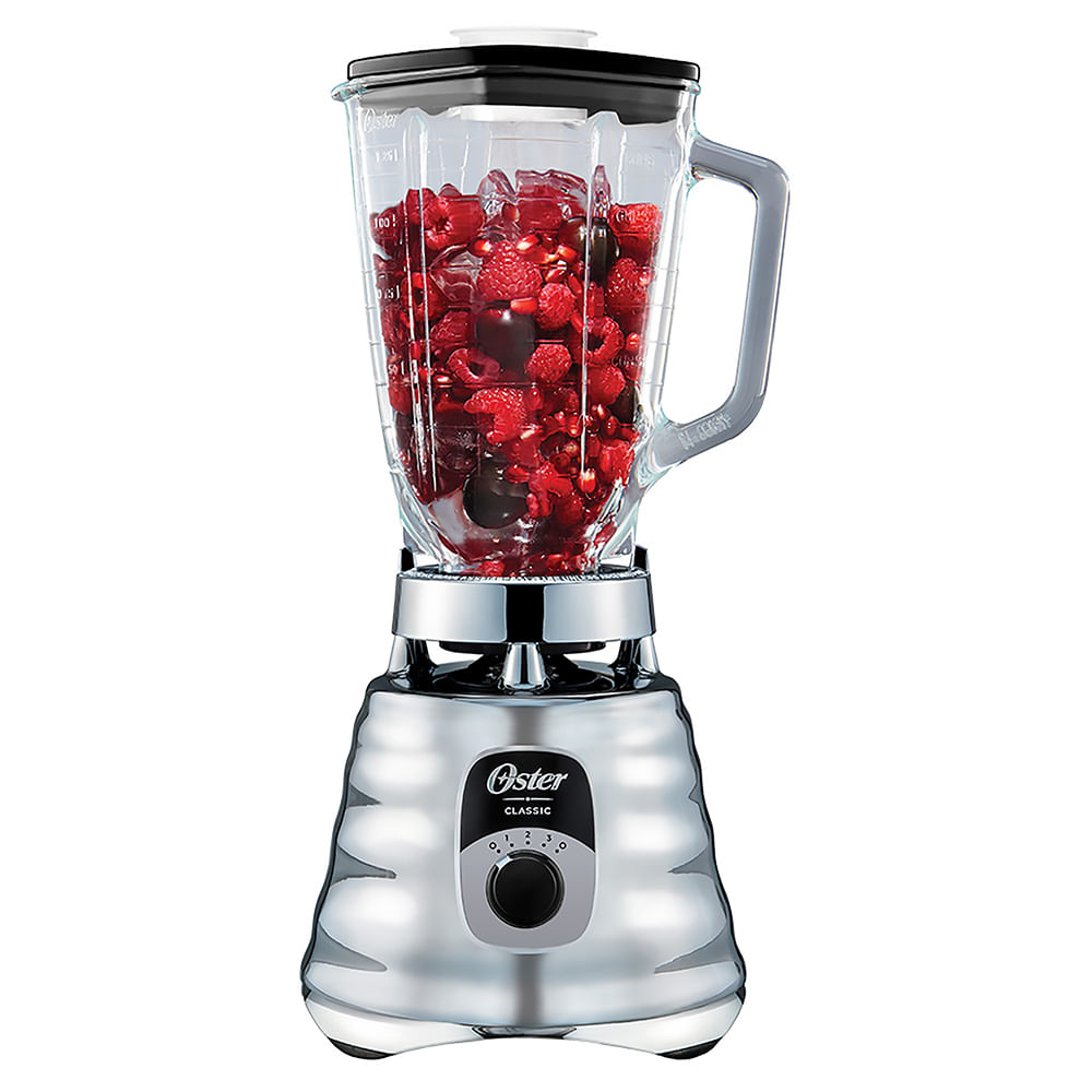 Licuadora clásica Oster® cromada 3 velocidades con perilla ergonómica BLST4655