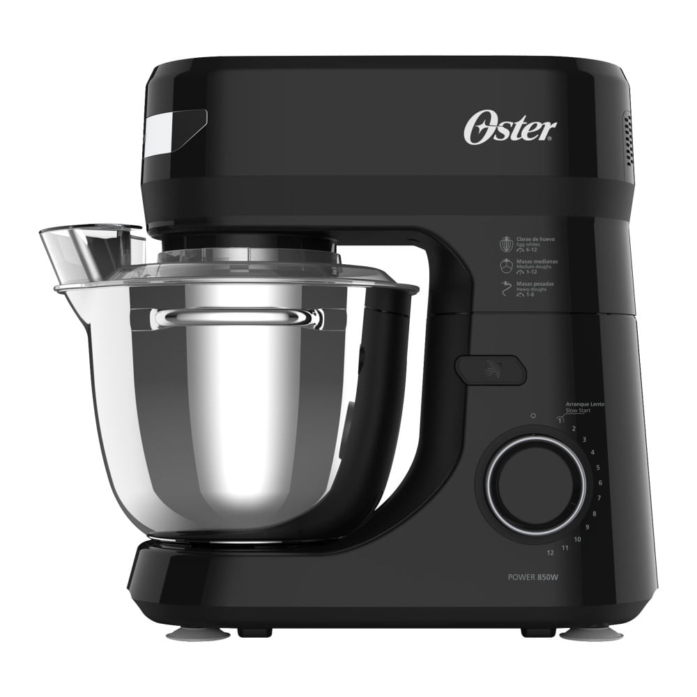 Oster® Batidora Planetaria, 12 velocidades, Tazón de Acero Inoxidable, Capacidad de 4 lt, Incluye 4 Accesorios, 850 W, Negro, FPSTSMPL2B