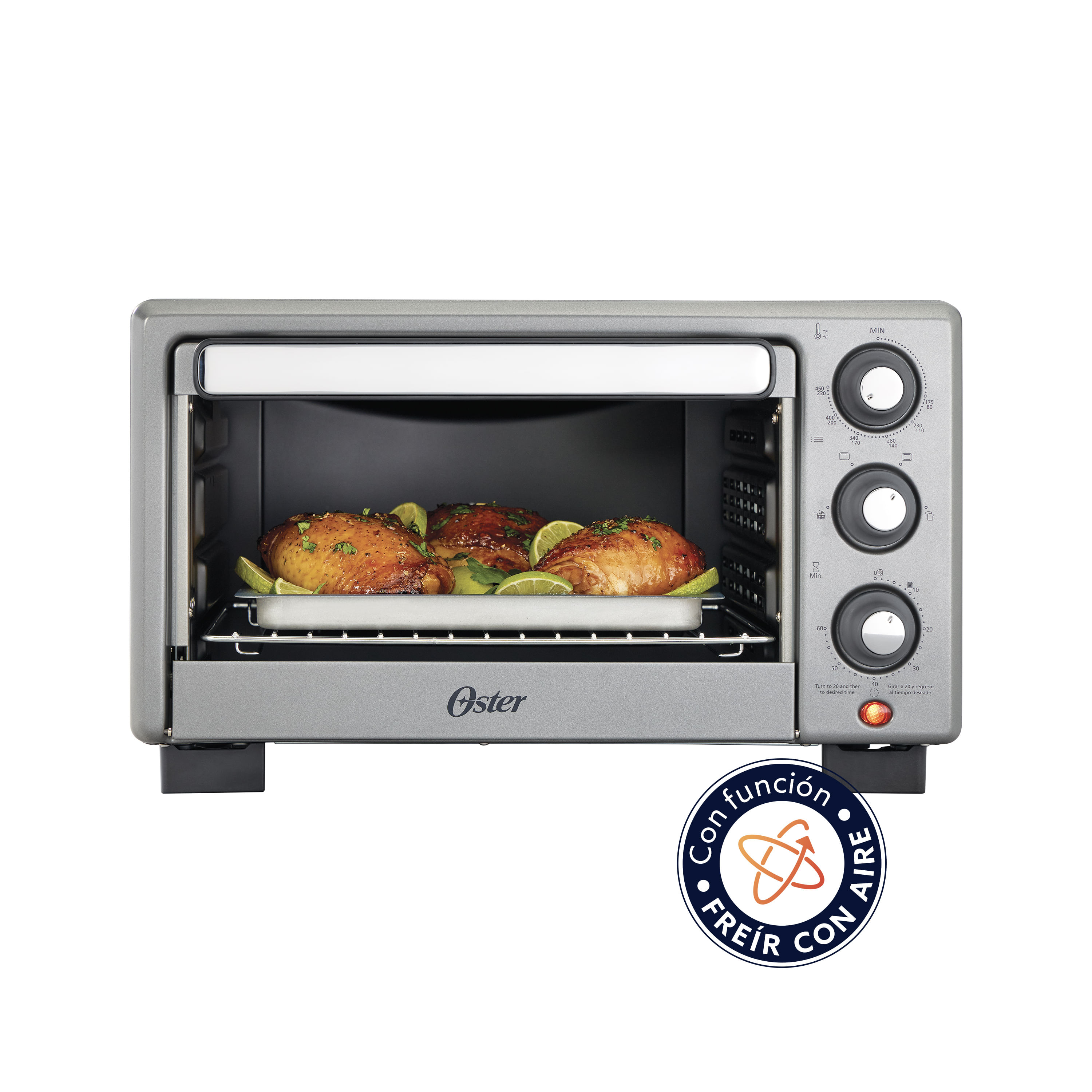 Oster Horno, con Freidora de Aire, de 17 L de Capacidad, Color Gris, TSSTTV17MAFNS