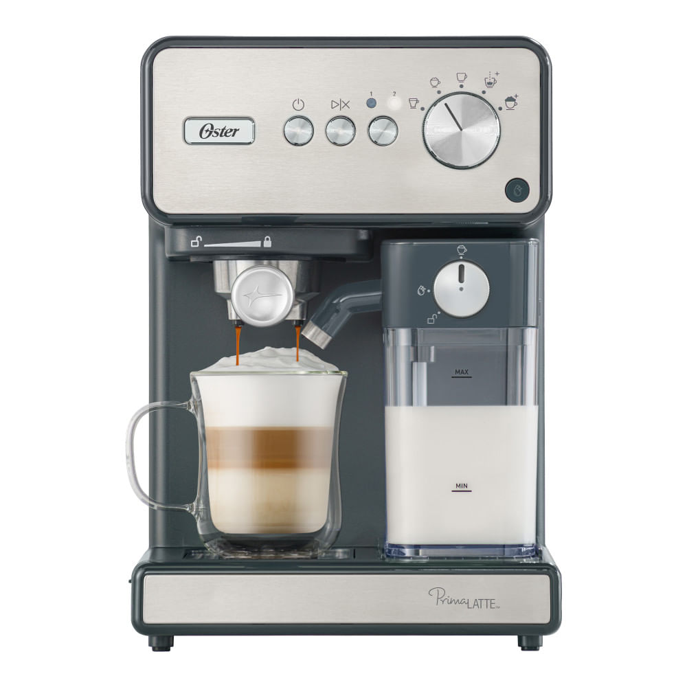 Oster Cafetera Automática de Espresso, PrimaLatte, Acero Inoxidable, BVSTEM6604SS-053